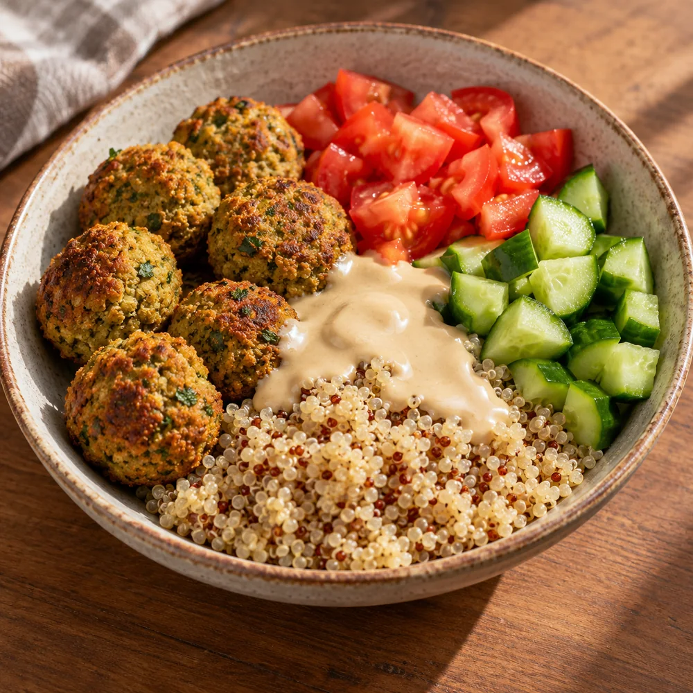 Fırın Falafel & Kinoa Tahini Soslu Bowl