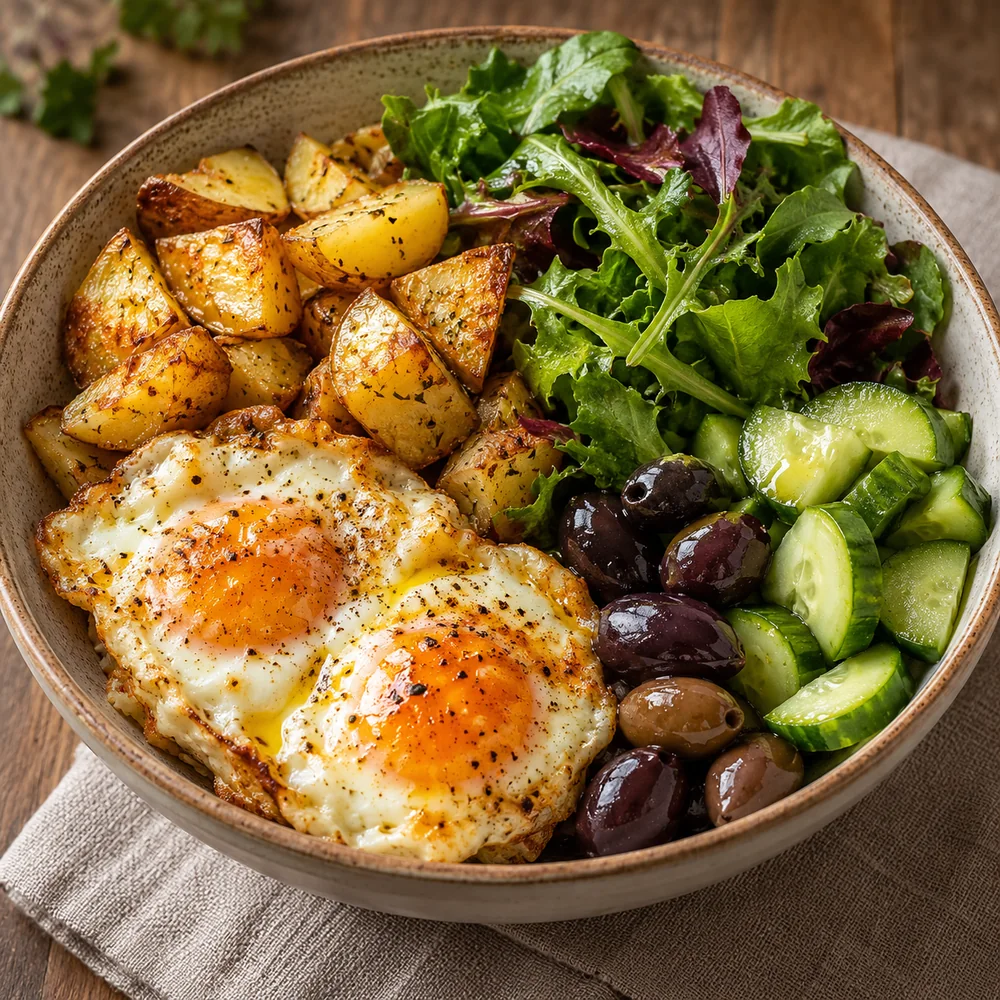 Fırın Yumurta & Patates Zeytinli Bowl