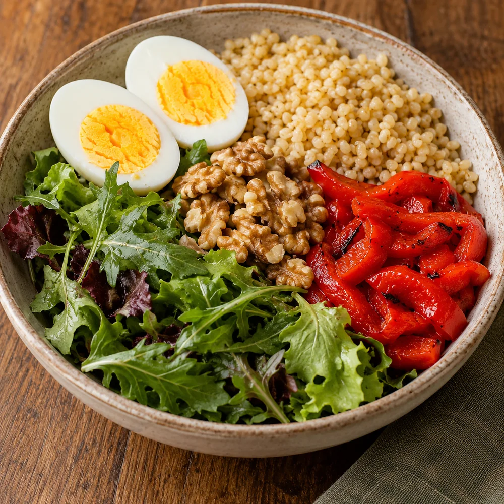 Haşlanmış Yumurta & Bulgur Cevizli Bowl