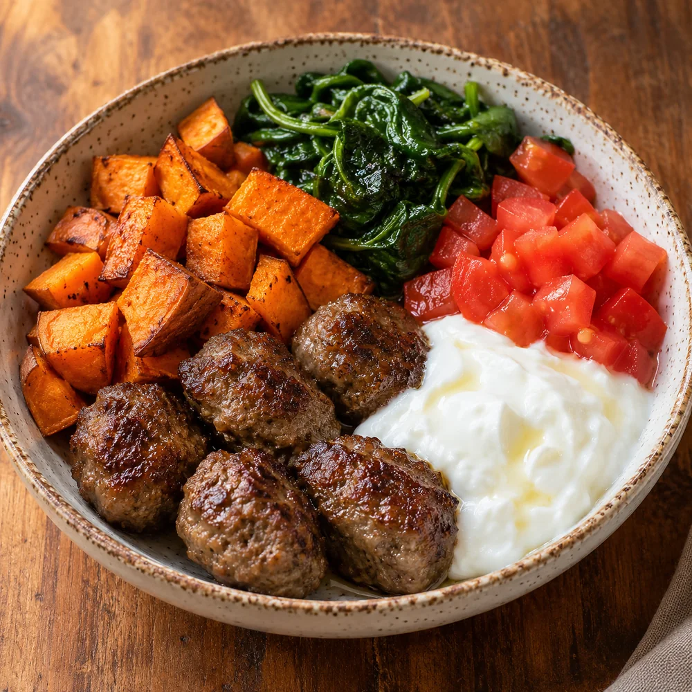 Köfte & Tatlı Patates Yoğurtlu Bowl