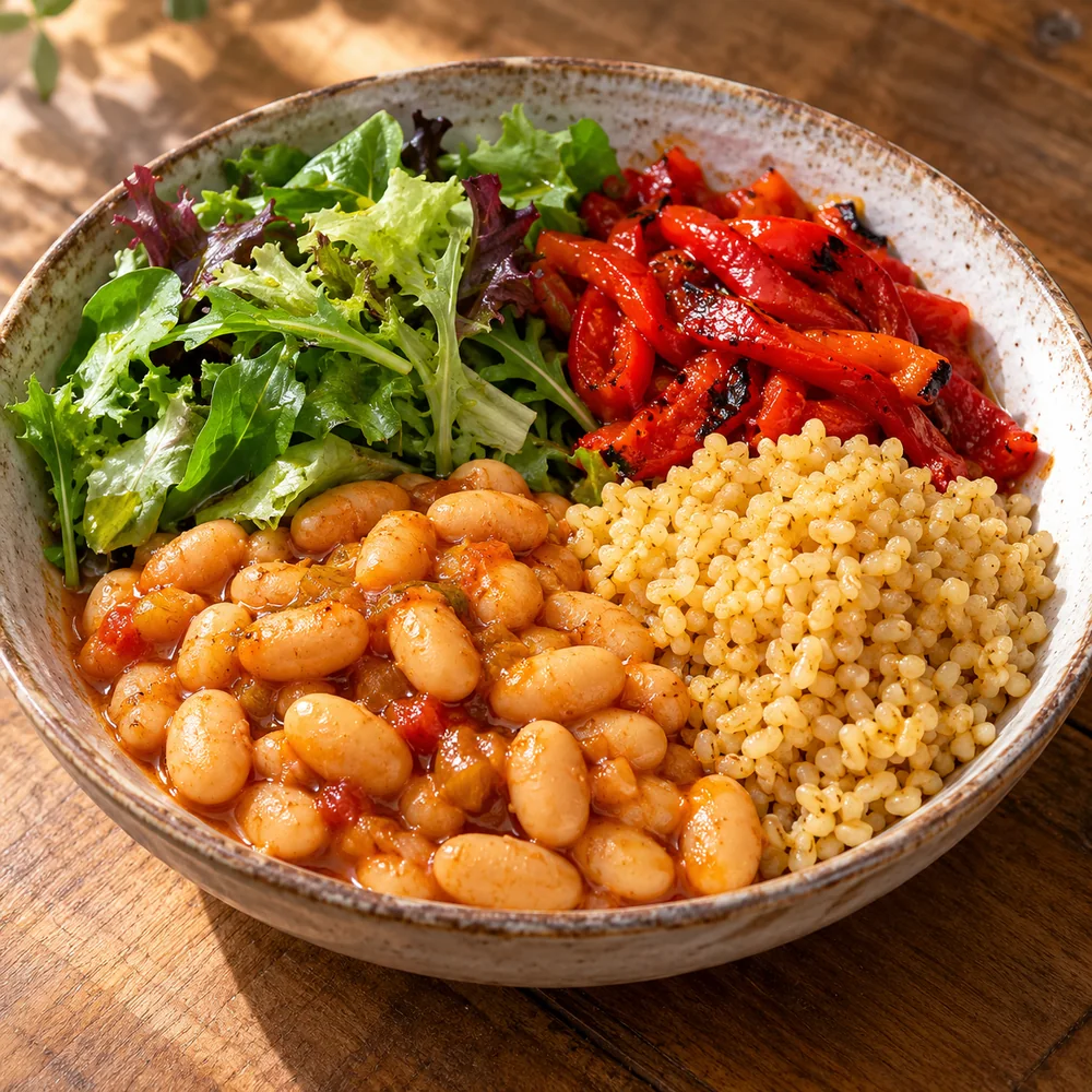 Kuru Fasulye & Bulgur Köz Biberli Bowl
