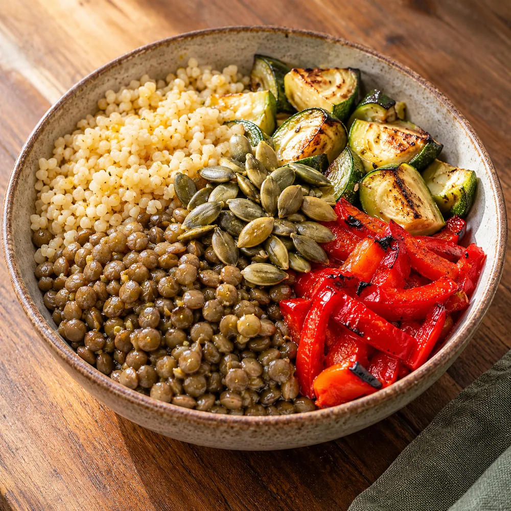 Mercimek & Fırın Sebze Kabak Çekirdekli Bowl