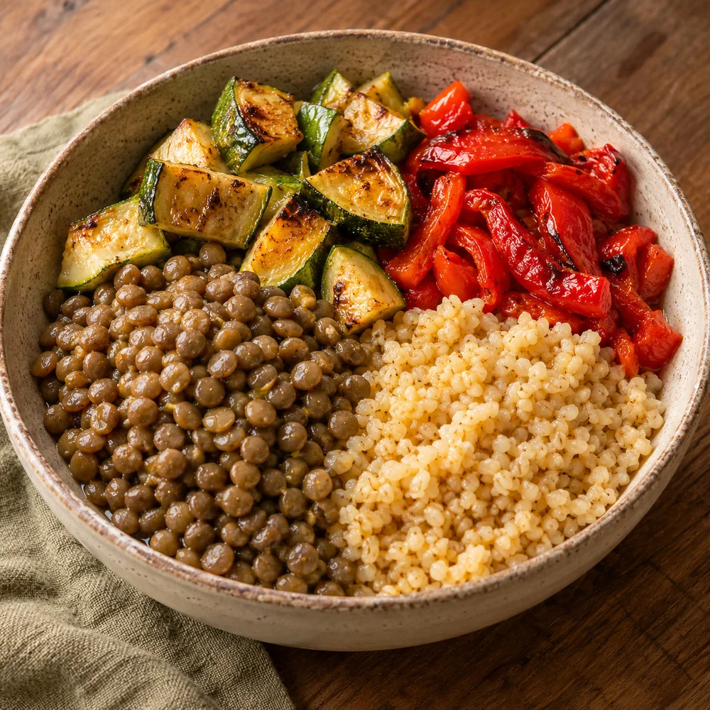 Mercimek & Fırın Sebze Köz Biberli Bowl