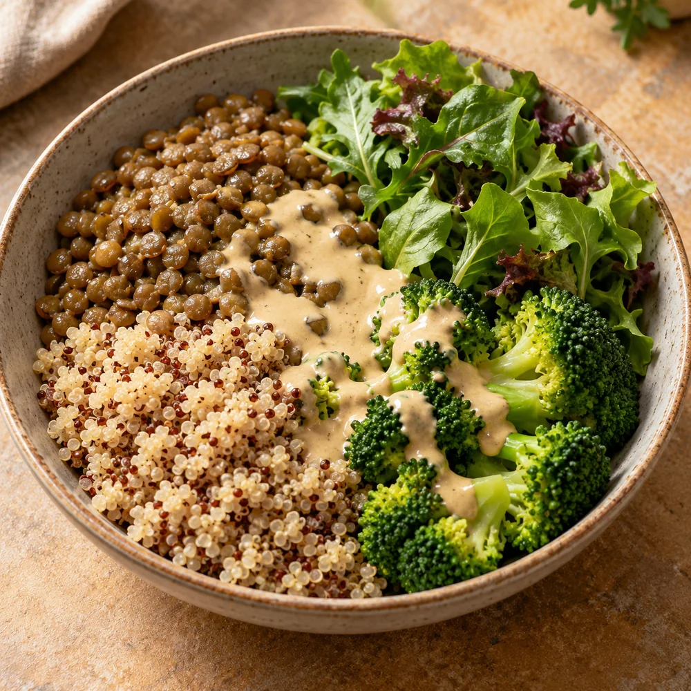 Mercimek & Kinoa Tahini Soslu Bowl