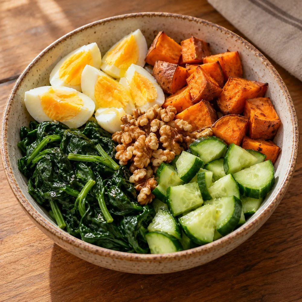 Yumurta & Tatlı Patates Cevizli Bowl