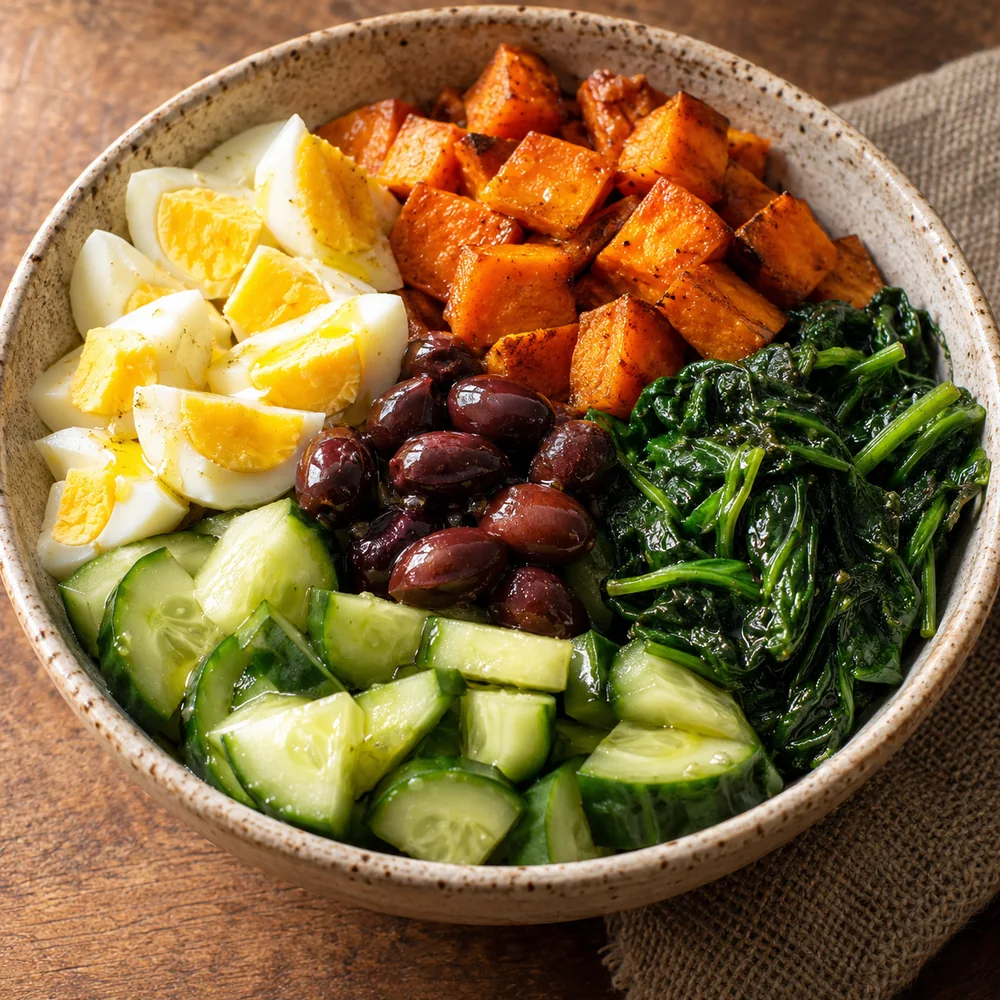 Yumurta & Tatlı Patates Zeytinli Bowl