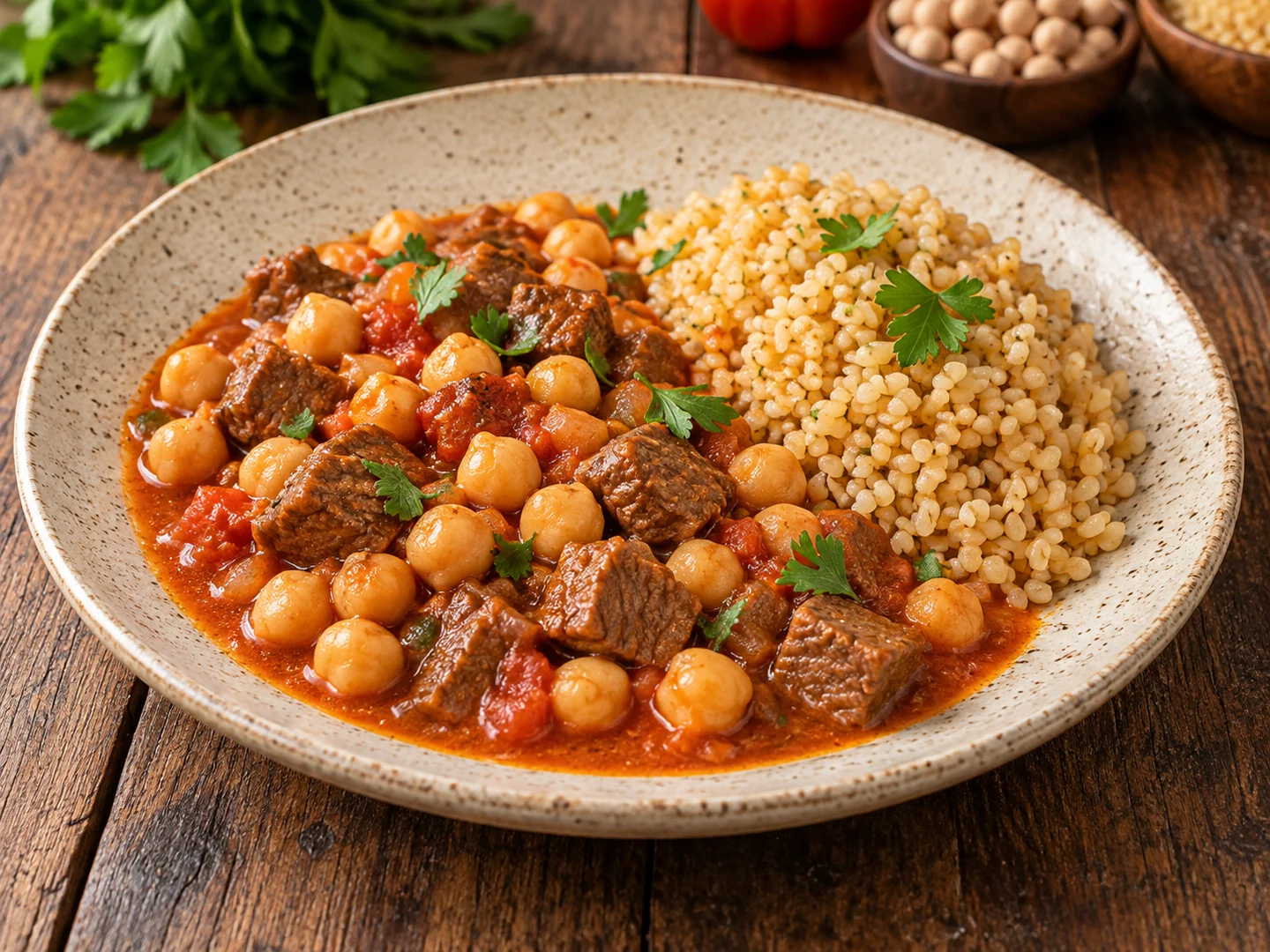 Dana etli nohut ve bulgur