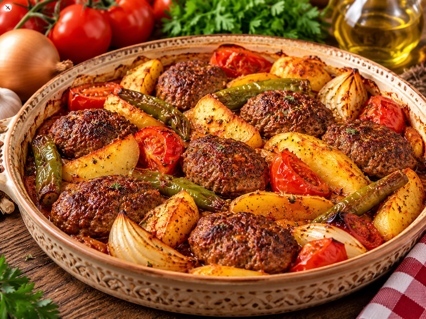 Fırında köfte ve patates