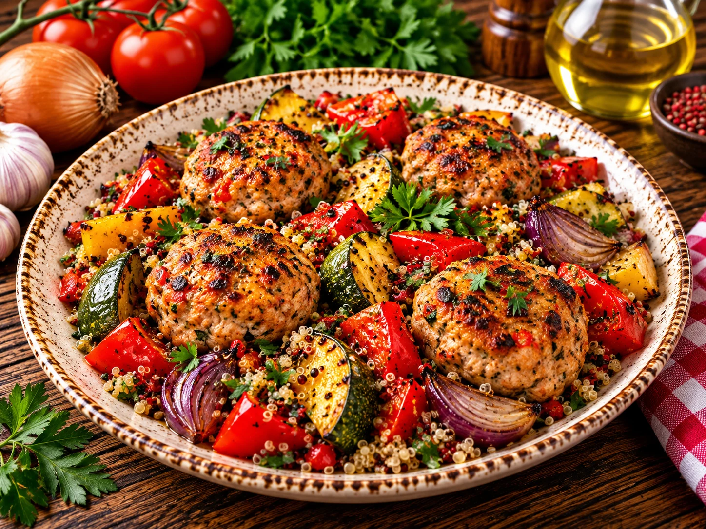 Hindi köfteli kinoa salatası